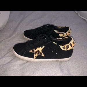 Golden Goose Black and Cheetah Sneakers